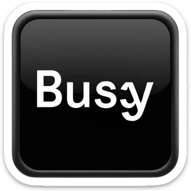  the letters “busy” on a black square  sticker