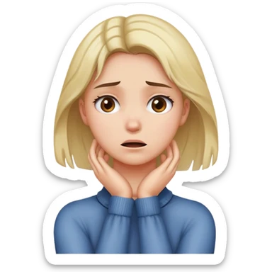 Girl putting her hands around her neck and looking distressed sticker