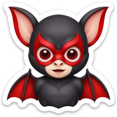 cute baby bat with red mask sticker