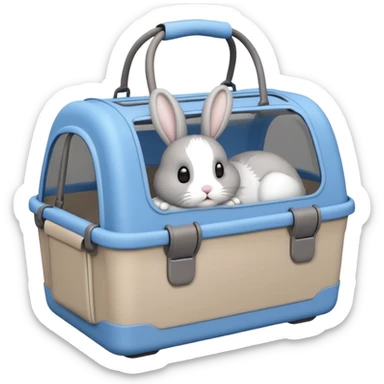 pet carrier with a bunny inside sticker