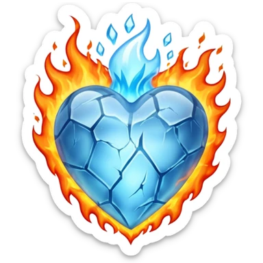 Heart of ice on fire sticker
