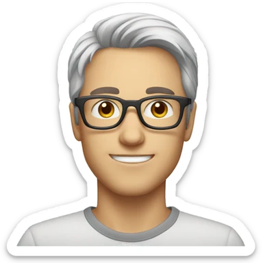 young caucasian man with glasses and slightly grey hair sticker