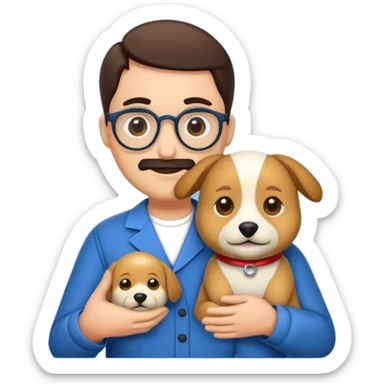 crea un emoji de buenas noches con texto : Javier un profesor y Tobi q sea un perro sticker