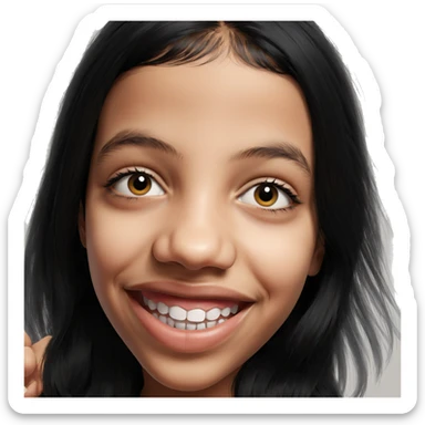 smiling girl with black hair sticker