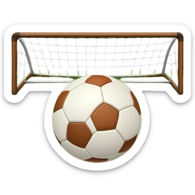A football resting on the grass of a soccer field, with goalposts and field markings in the background. The scene highlights the ball's position at the center of the action, emphasizing the competitive atmosphere and readiness for play. sticker