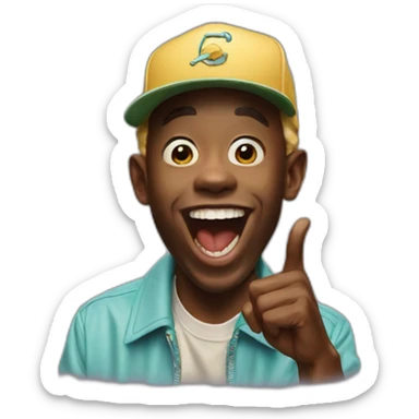 tyler the creator laughing pointing finger sticker
