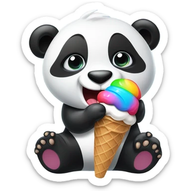 Panda eating ice cream sticker