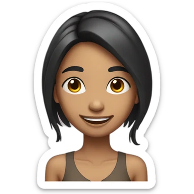 skinny indian girl with long black hair smiling sticker
