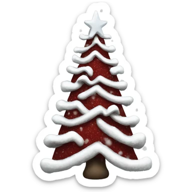 Snowy Christmas tree with dark red bows sticker