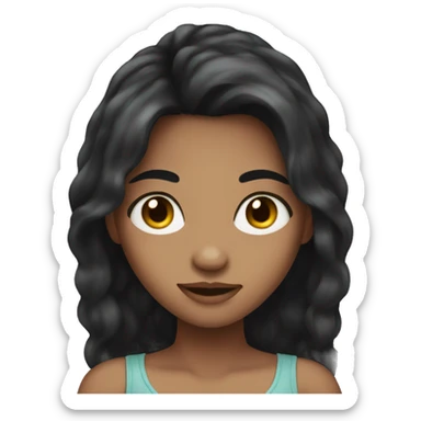 girl with long dark hair and freckles sticker