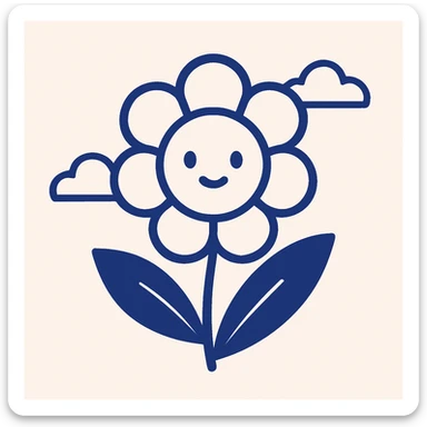 a single flower, simple and elegant, modern flat style sticker