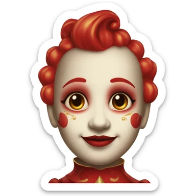 Vintage Jester high cheekbones, red, gilded  sticker