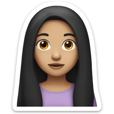 Girl with long black hair and light skin  sticker