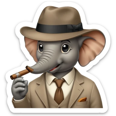 elephant gangster with fedora hat and cigar sticker