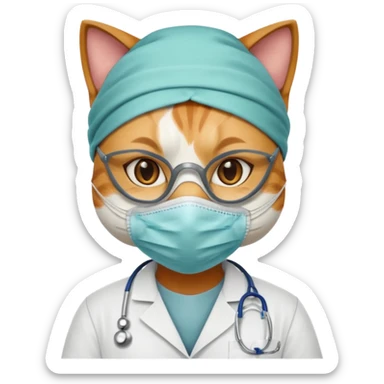 doctor cat, surgeon mask sticker