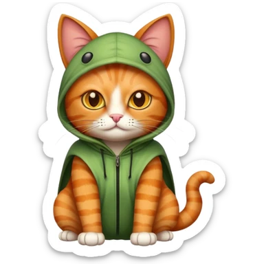 Create an emoji with a ginger cat with brown eyes in a bug costume sticker