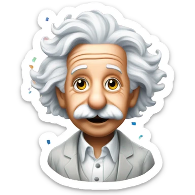 Cute Albert Einstein confetti popper and balloons  sticker