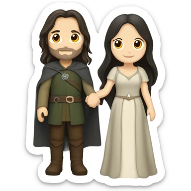 Aragorn holding hands with Arwen from Lord of The Rings sticker