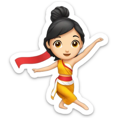 thai girl dancing with thai flag sticker