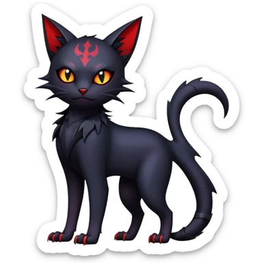 Vampiric feral futuristic gothic emo dark bat-cat-Litten-Noibat-Fakémon-hybrid-creature (full body) sticker