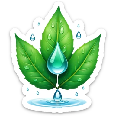 eco-friendly leaf logo with water droplet sticker
