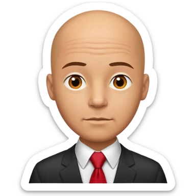 bald with red necktie sticker