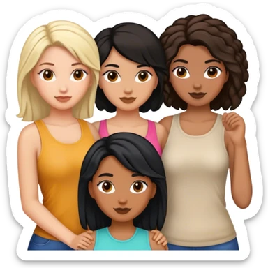  female friends, two are Latin one is black and one is white  sticker