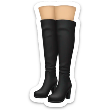 High Knee Black Boots  sticker