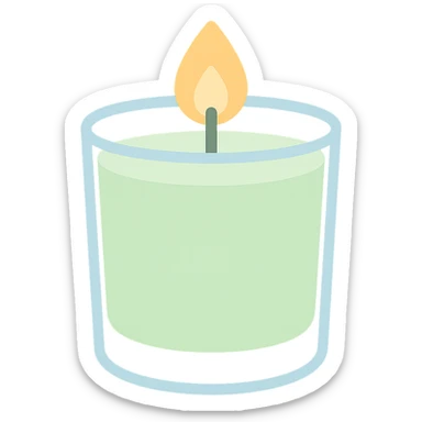 pale green candle in a glass cup sticker