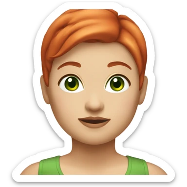 red short haired chubby female with green eyes sticker