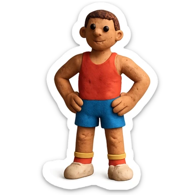 claymation style athlete standing sticker
