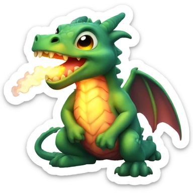 Cute baby dragon snorting fire sticker