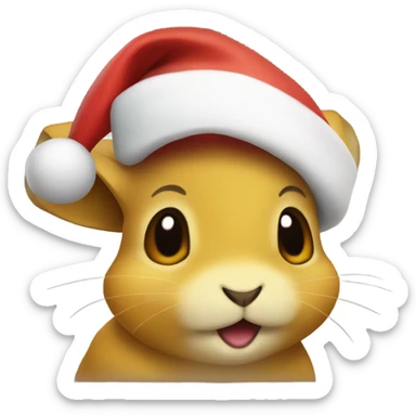 Pika wearing a santa hat sticker
