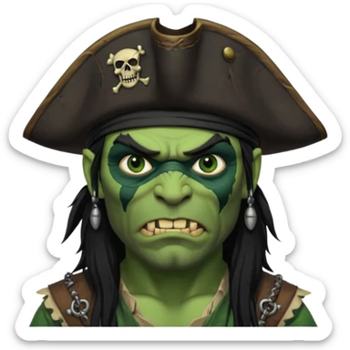 ork pirate man long hair sticker