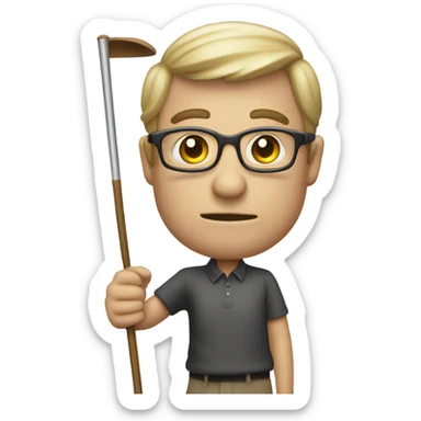 blind man swinging blind pole like a golf club sticker