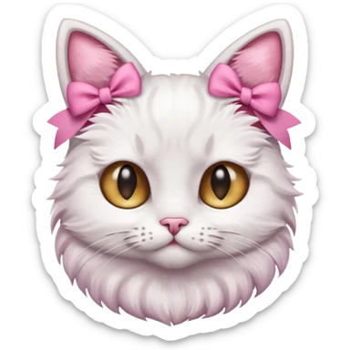 cat with pink bows on right side of ear sticker