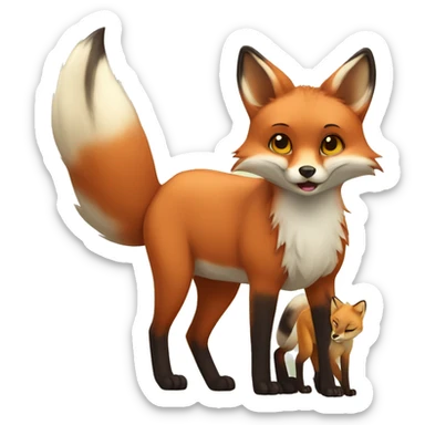 pregnant fox with baby lynx  sticker