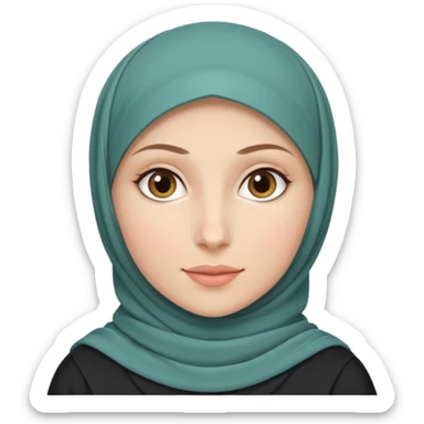 Make a girl with a hijab duolingo styles and make her white and only her face appear and looking forward not left or right sticker