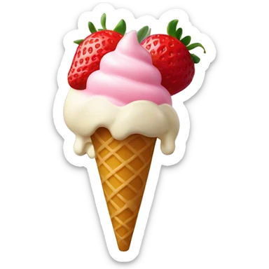 Strawberry and vanilla ice cream mixed sticker