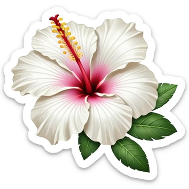 single white Hawaiian hibiscus, straight stem sticker