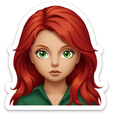 Jesy Nelson green eyes, red long hair sticker