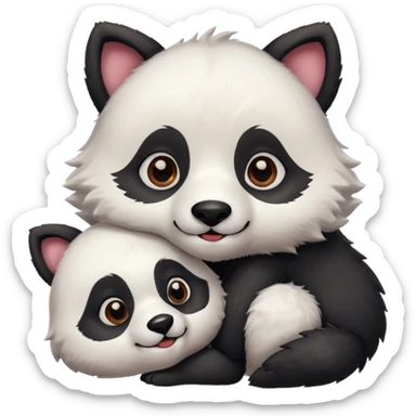 Cute wolf and cute panda in love sticker