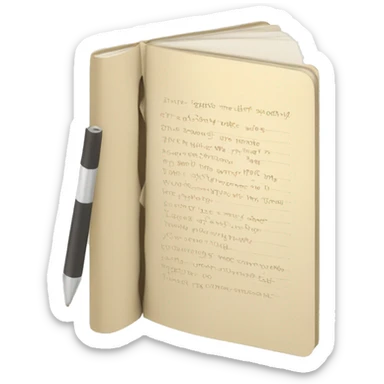 Open notebook, type Moleskine, beige sticker