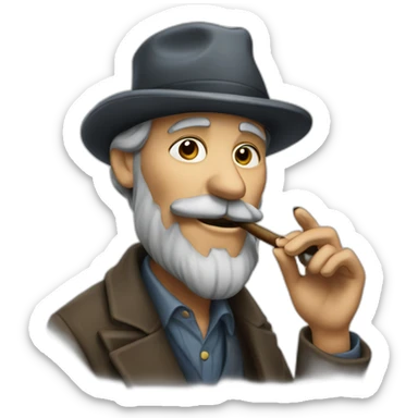 A tramp who smokes a pipe sticker