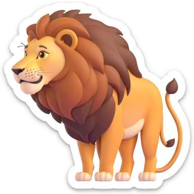 FULL BODY panthera leo male style wild, full flat cute side profile design in 3d soft l centered composition cartoon style128x128 pixels 1 tail sticker