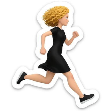 blond curly hair running woman in black long sticker