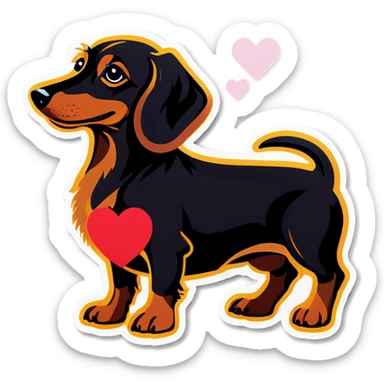 Dachshund with heart sticker