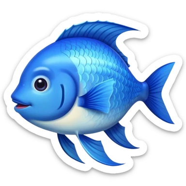 blue happy fish directly from the side looking left opposite sticker