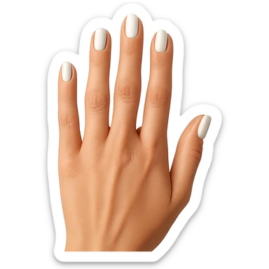 beautiful realistic female hand with five fingers and white manicure sticker
