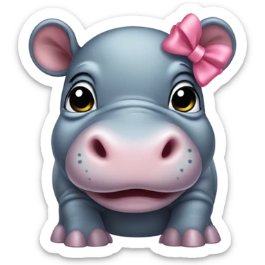 baby hippo wearing bow on head  sticker